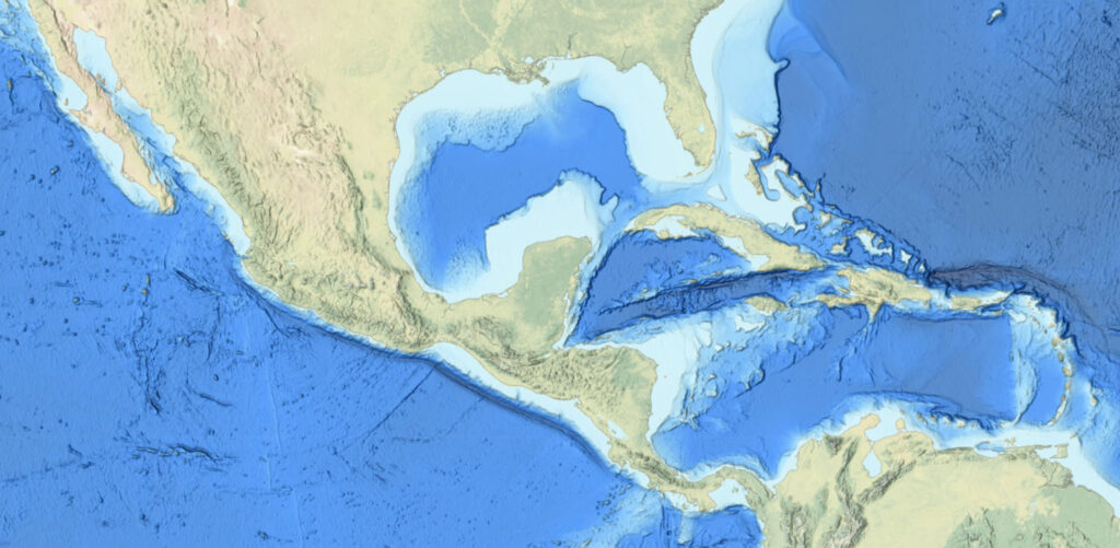 la zona marina costera de México, principalmente en las regiones del noroeste de México y la Península de Yucatán.